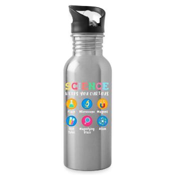 La science suscite la curiosité - Gourde avec paille intégrée - argent clair - Droite