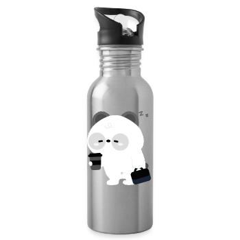 Panda Kaffeepause - Trinkflasche mit integriertem Trinkhalm - Lightsilver - Rechts