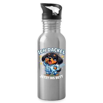 Dackel Hunde Geschenke Kleidung Ich dackel jetzt  - Trinkflasche mit integriertem Trinkhalm - Lightsilver - Rechts