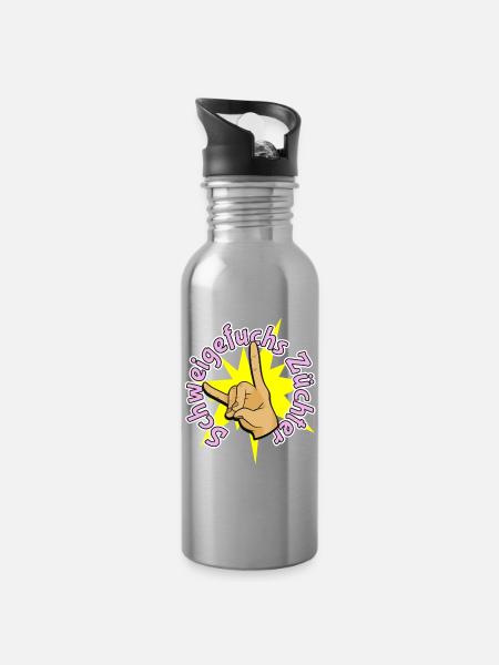Rock-On Schweigefuchs (breeder) - Water bottle with straw - silver