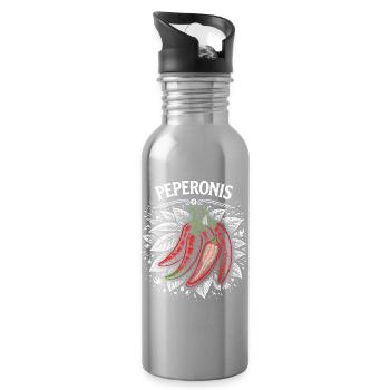 Peperonis Brennendes Blattdesign - Trinkflasche mit integriertem Trinkhalm - Lightsilver - Rechts