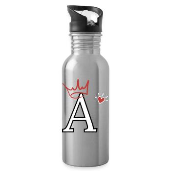 Herzkronen-Brief - Trinkflasche mit integriertem Trinkhalm - Lightsilver - Rechts