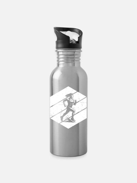 Running Fokus pur - Trinkflasche mit integriertem Trinkhalm - Lightsilver