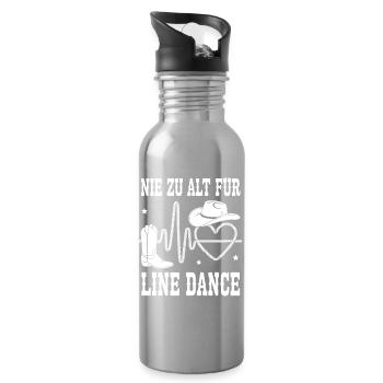 Never too old for line dancing - Water bottle with straw - silver - Right