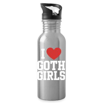Ich liebe Gothic Girls - Trinkflasche mit integriertem Trinkhalm - Lightsilver - Rechts