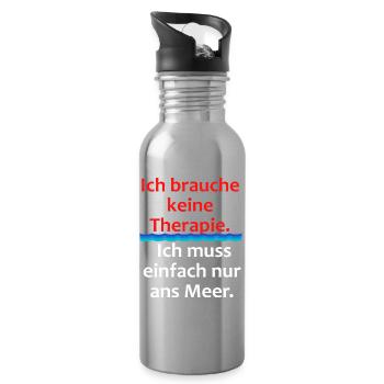Je n’ai pas besoin de thérapie – juste de mer - Gourde avec paille intégrée - argent clair - Droite