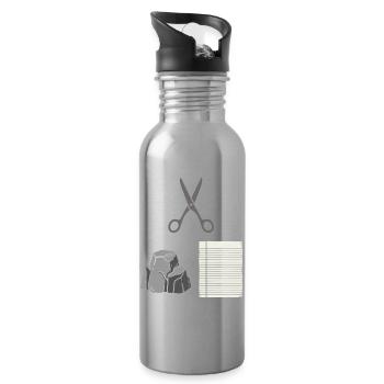Schere, Stein, Papier Kostüm, Karneval Shirt - Trinkflasche mit integriertem Trinkhalm - Lightsilver - Rechts