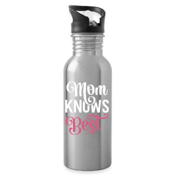 Meine Mutter weiß es am besten. - Trinkflasche mit integriertem Trinkhalm - Lightsilver - Rechts