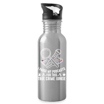 True Crime Podcast Fan - Water bottle with straw - silver - Right