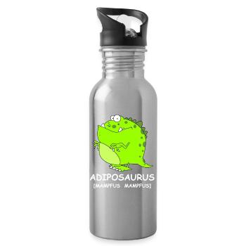 Adiposaursus Dino Comic - Gourde avec paille intégrée - argent clair - Droite