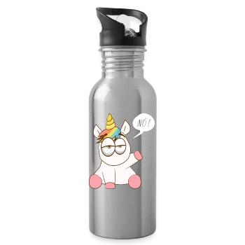 Rainbow Unicorn with Murmuring Charm - Water bottle with straw - silver - Right