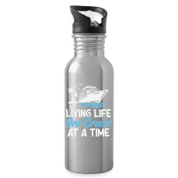 Kreuzfahrtschiff Sommerurlaub - Trinkflasche mit integriertem Trinkhalm - Lightsilver - Rechts