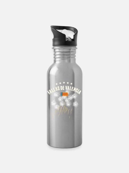 Fallas De Valencia Titan Salut - Trinkflasche mit integriertem Trinkhalm - Lightsilver