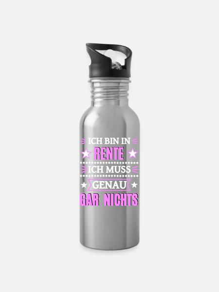 Endlich in Rente - Trinkflasche mit integriertem Trinkhalm - Lightsilver