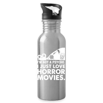 Horror Movies Love Typography - Water bottle with straw - silver - Right