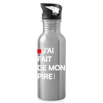 J’AI FAIT DE MON PIRE | Humour autodérision - Gourde avec paille intégrée - argent clair - Droite