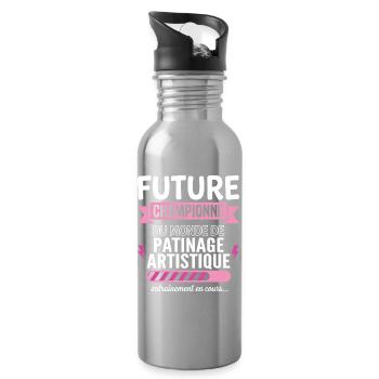 Zukünftiger Meister im Eislaufen - Trinkflasche mit integriertem Trinkhalm - Lightsilver - Rechts