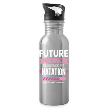 Future Championne De Natation Nageuse - Gourde avec paille intégrée - argent clair - Droite