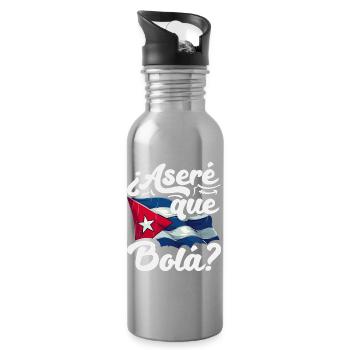 Kuba Stolz & Heimat - Cuba Flagge Design - Trinkflasche mit integriertem Trinkhalm - Lightsilver - Rechts