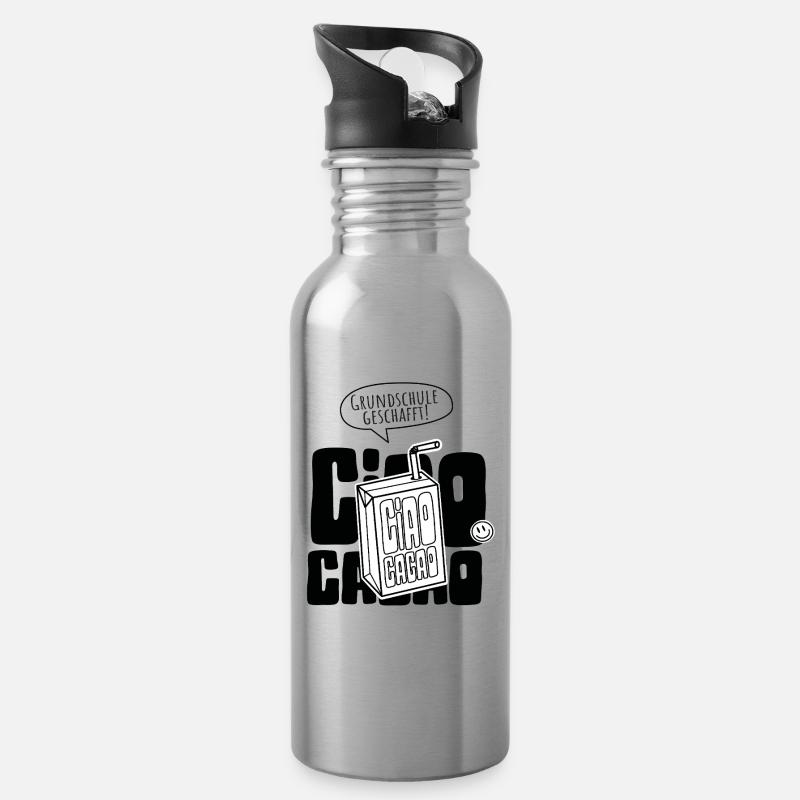 Grundschule Geschafft Abschlussshirt Ciao Kakao - Trinkflasche mit integriertem Trinkhalm - Lightsilver