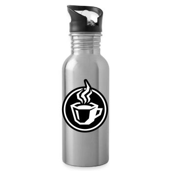 Kaffee Tasse Symbol - Trinkflasche mit integriertem Trinkhalm - Lightsilver - Rechts