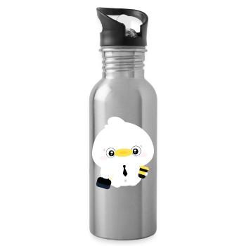 Canard en cravate Mignon du bureau - Gourde avec paille intégrée - argent clair - Droite