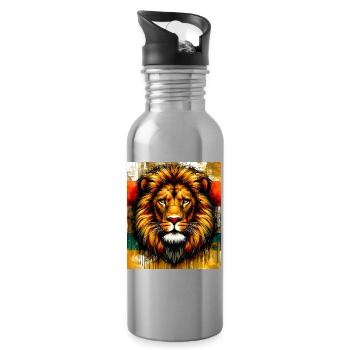 lion - Water bottle with straw - silver - Right