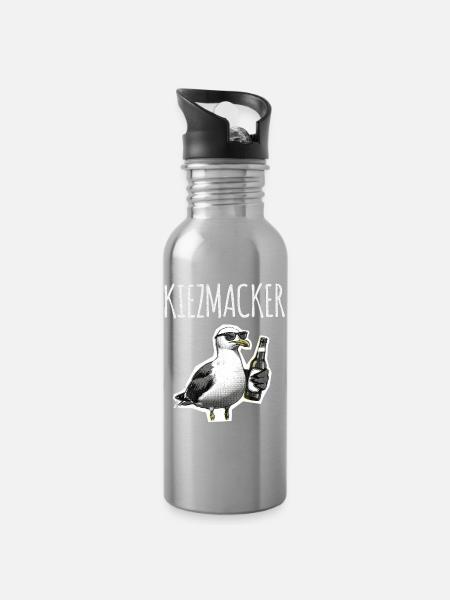 Kiez Möwe Macker - Trinkflasche mit integriertem Trinkhalm - Lightsilver