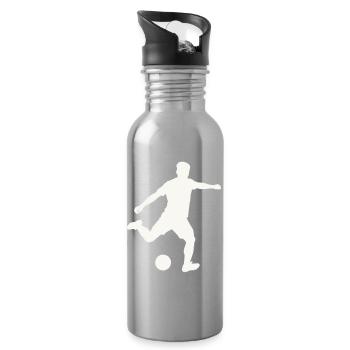 Foosball silhouette in motion - Water bottle with straw - silver - Right