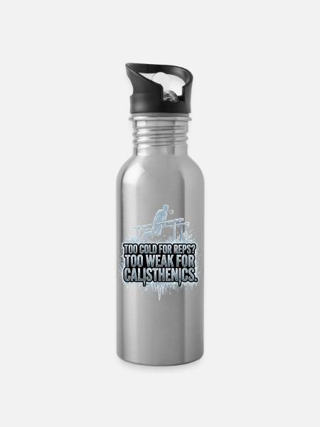 Calisthenics Eis - Trinkflasche mit integriertem Trinkhalm - Lightsilver