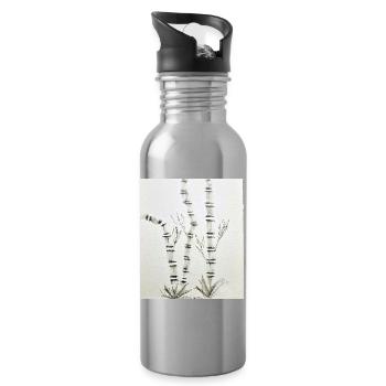 Bambuszeichnung im Tintenstil - Trinkflasche mit integriertem Trinkhalm - Lightsilver - Rechts