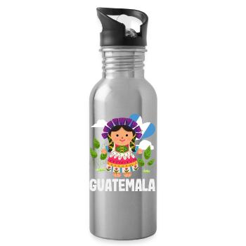 Guatemala Flagge T-Shirt Stolz & Heimat Chapín - Trinkflasche mit integriertem Trinkhalm - Lightsilver - Rechts