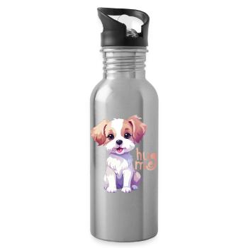 Chiot câlin à mon câlin - Gourde avec paille intégrée - argent clair - Droite