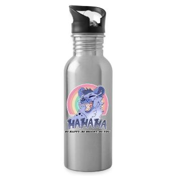Hyena - HAHAHA (Contest 2024-04, by Bunneko_Arts) - Water bottle with straw - silver - Right