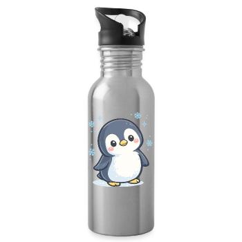 Magie d’Hiver du Pingouin Câlin - Gourde avec paille intégrée - argent clair - Droite