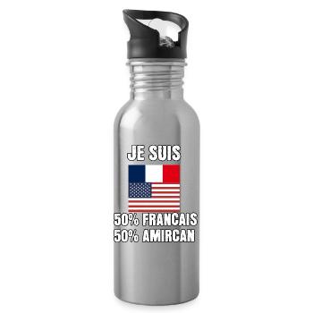 je suis 50 America 50 Français - Gourde avec paille intégrée - argent clair - Droite