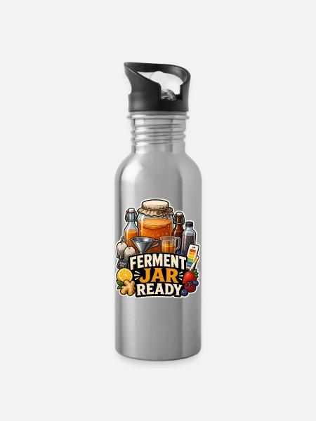 FERMENT JAR READY - Trinkflasche mit integriertem Trinkhalm - Lightsilver