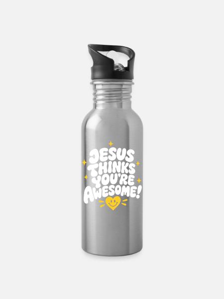 Jesus Thinks Youre Awesome - Trinkflasche mit integriertem Trinkhalm - Lightsilver