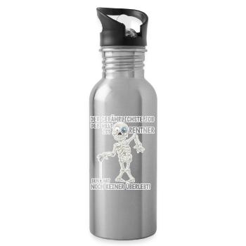 Gefährlichster Job Skeleton | Rentner, Pension - Trinkflasche mit integriertem Trinkhalm - Lightsilver - Rechts