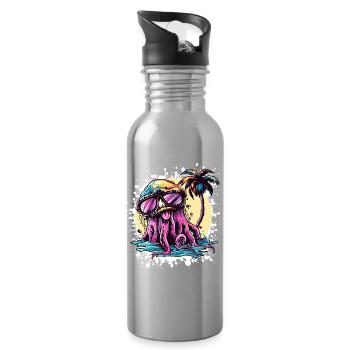 Jellyfish Summer Holiday - Water bottle with straw - silver - Right
