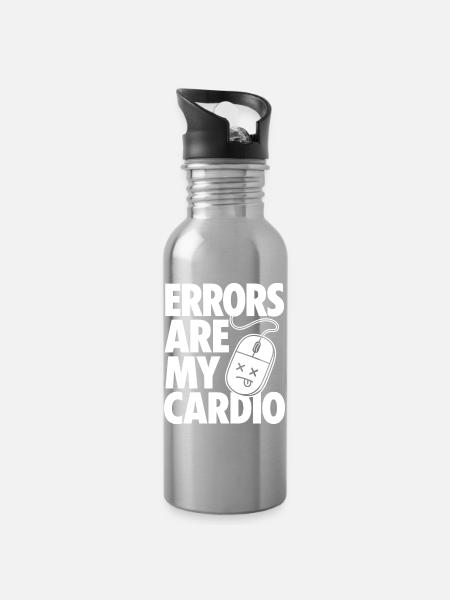 Errors Are My Cardio Programmierer - Trinkflasche mit integriertem Trinkhalm - Lightsilver