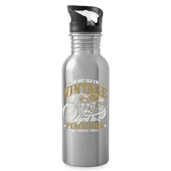 1956 Vintage Motorcycle Birthday Vintage Gift - Water bottle with straw - silver - Right
