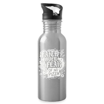 Faith Over Fear of No Pizza - Trinkflasche mit integriertem Trinkhalm - Lightsilver - Rechts