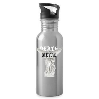 Metalltypografie der geflügelten Engelsstatue - Trinkflasche mit integriertem Trinkhalm - Lightsilver - Rechts