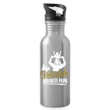 Vaterliebe Der Beste Papa - Trinkflasche mit integriertem Trinkhalm - Lightsilver - Rechts
