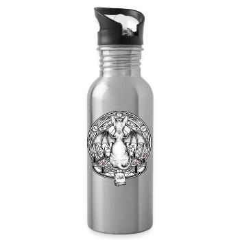 Dragon Circle in the Witches' Circle - Water bottle with straw - silver - Right