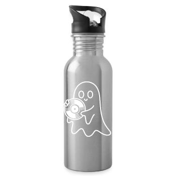 Ghost with vinyl record - Water bottle with straw - silver - Right