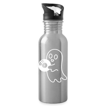 Cuddly Ghost with Eye Balloon - Water bottle with straw - silver - Right