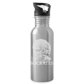 Portrait du crâne de Socrate - Gourde avec paille intégrée - argent clair - Droite