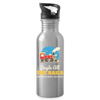 Jingle All the Rails Modelleisenbahn-Weihnachten - Trinkflasche mit integriertem Trinkhalm - Lightsilver - Rechts